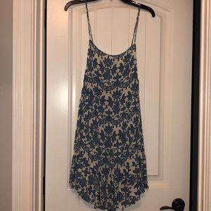 Blue and white floral mini dress